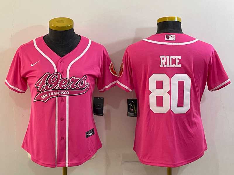 Women's San Francisco 49ers #80 Jerry Rice Pink With Patch Cool Base Stitched Baseball Jersey,We sell and wholesale Women's San Francisco 49ers #80 Jerry Rice Pink With Patch Cool Base Stitched Baseball Jersey on line form chian!
